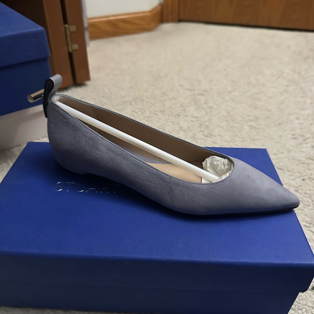 Stuart Weitzman Gray Women's Flats APEX Dovetail Suede Size 5.5